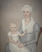 Ammi Phillips Mrs. Wilbur Sherman and daughter Sarah oil on canvas